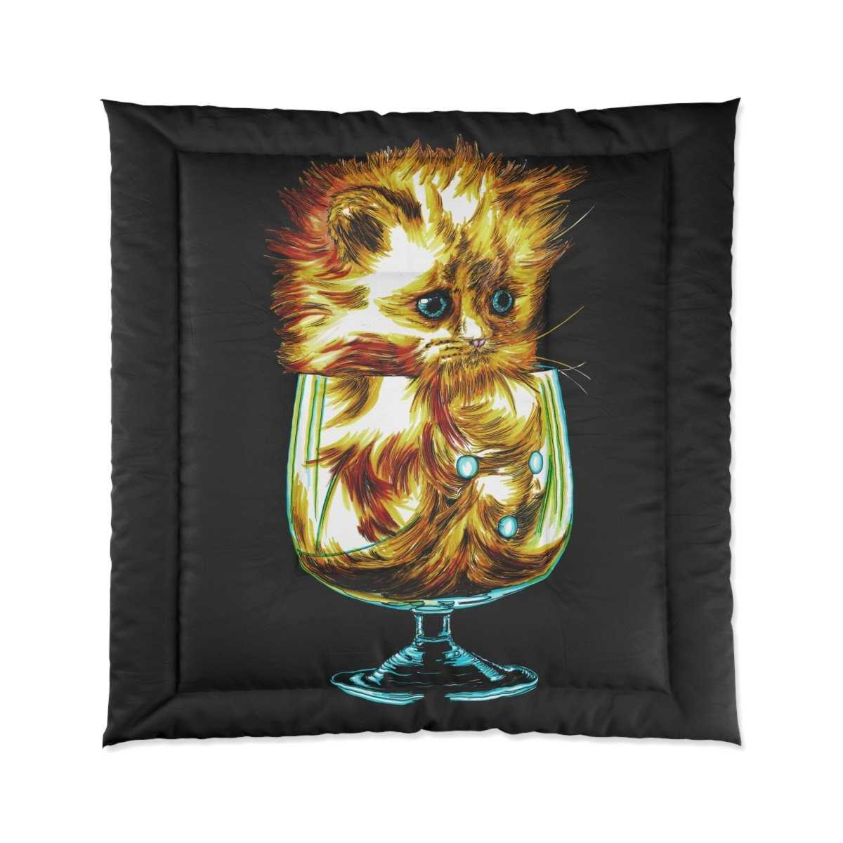 Orange Kitten Comforter – Cozy Bedspread with Playful Feline Art - Curran Artworks