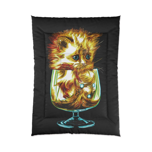Orange Kitten Comforter – Cozy Bedspread with Playful Feline Art - Curran Artworks
