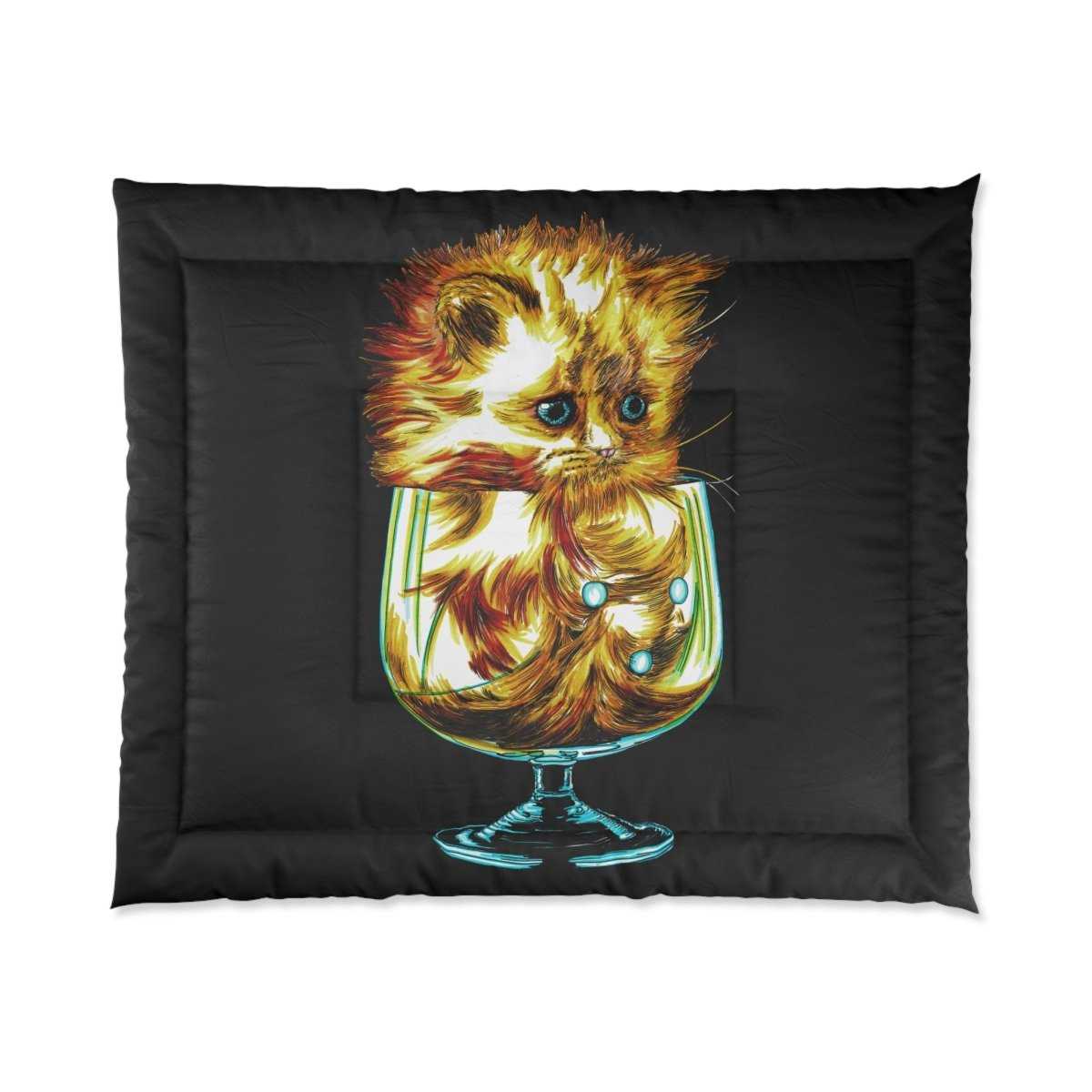 Orange Kitten Comforter – Cozy Bedspread with Playful Feline Art - Curran Artworks
