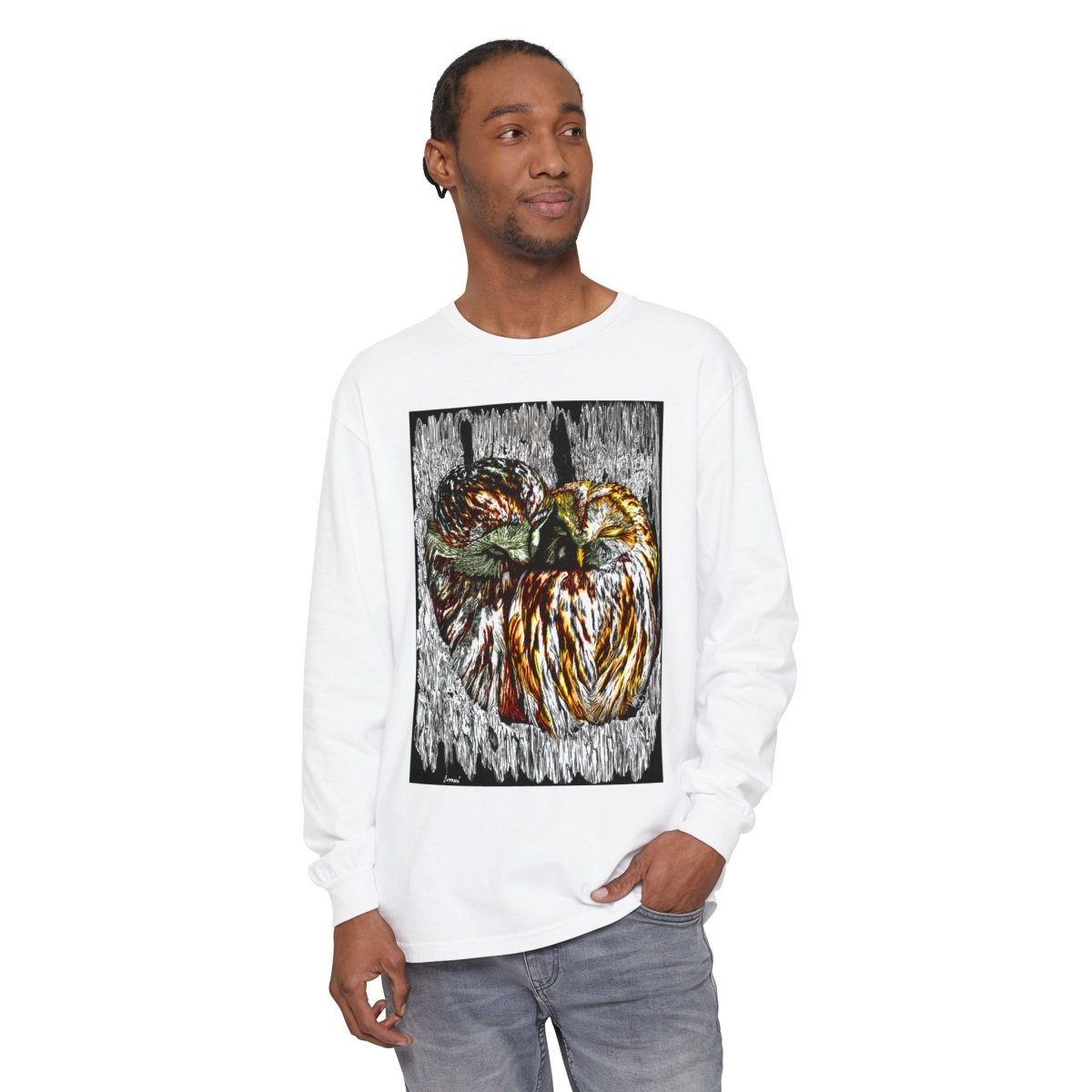 Owl Artistic Long Sleeve T-Shirt | Nature - Inspired Design for Casual Wear - Curran Artworks