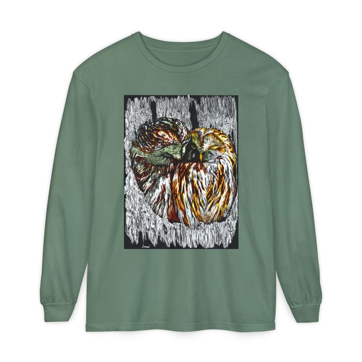 Owl Artistic Long Sleeve T-Shirt | Nature - Inspired Design for Casual Wear - Curran Artworks