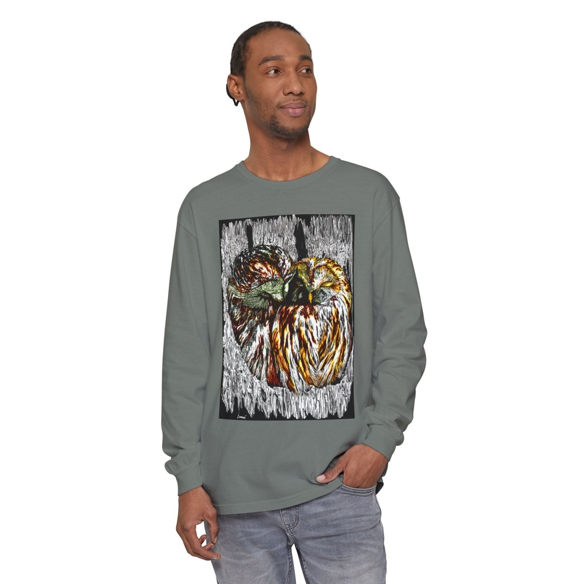 Owl Artistic Long Sleeve T-Shirt | Nature - Inspired Design for Casual Wear - Curran Artworks