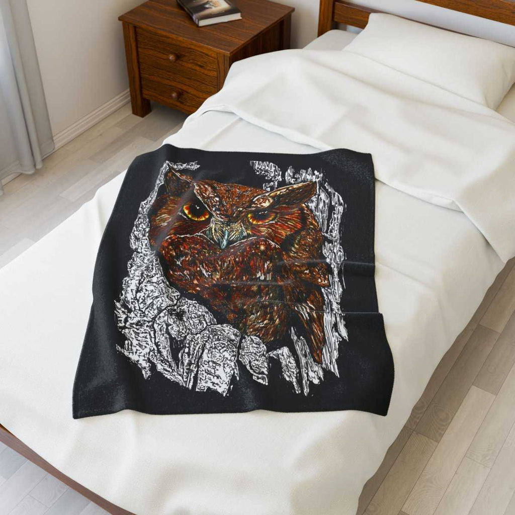 Owl Design Velveteen Plush Blanket - Cozy Nature - Inspired Home Decor - Curran Artworks
