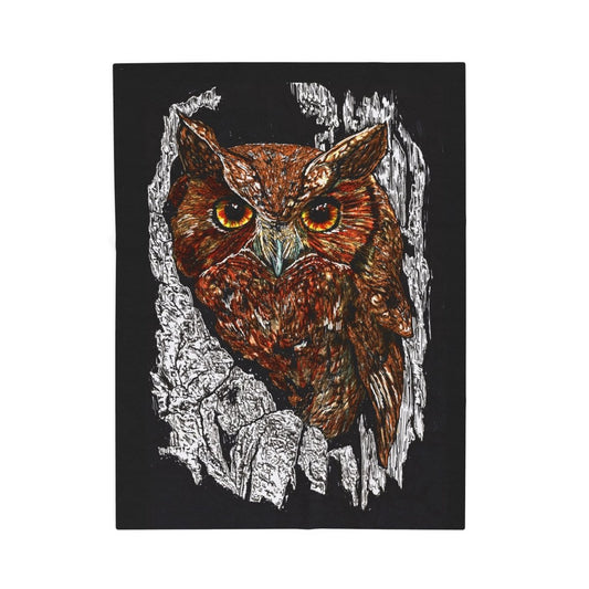 Owl Design Velveteen Plush Blanket - Cozy Nature - Inspired Home Decor - Curran Artworks