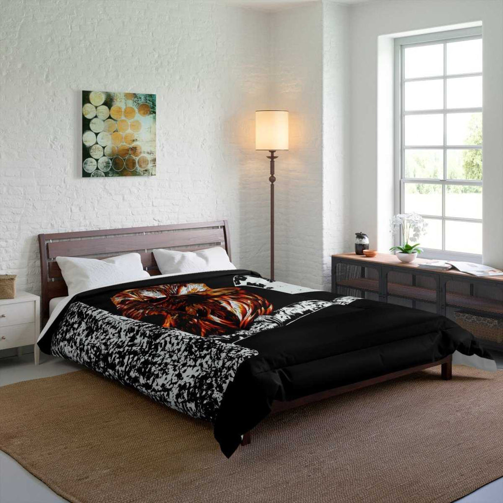 Owl Moon Comforter | Cozy Black and White Bedding for Nature Lovers - Curran Artworks