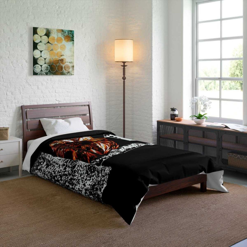 Owl Moon Comforter | Cozy Black and White Bedding for Nature Lovers - Curran Artworks