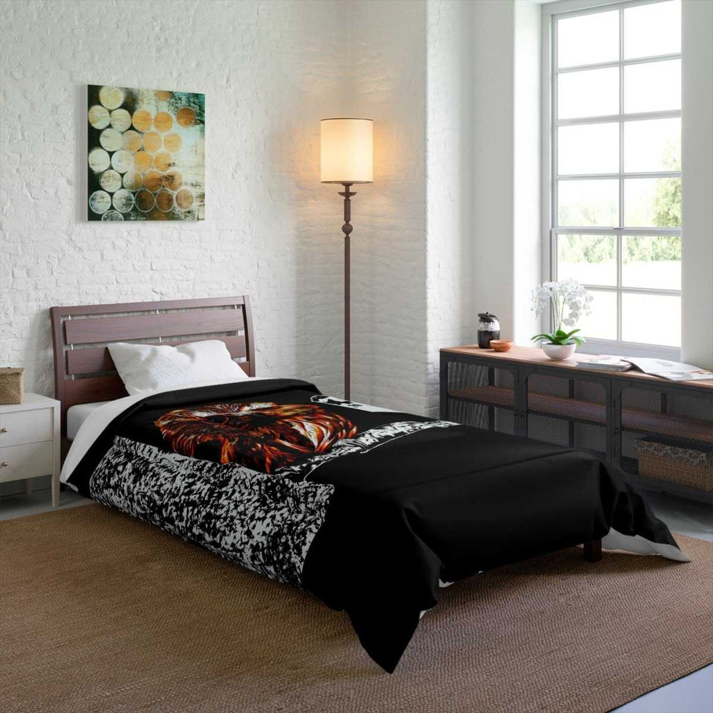 Owl Moon Comforter | Cozy Black and White Bedding for Nature Lovers - Curran Artworks