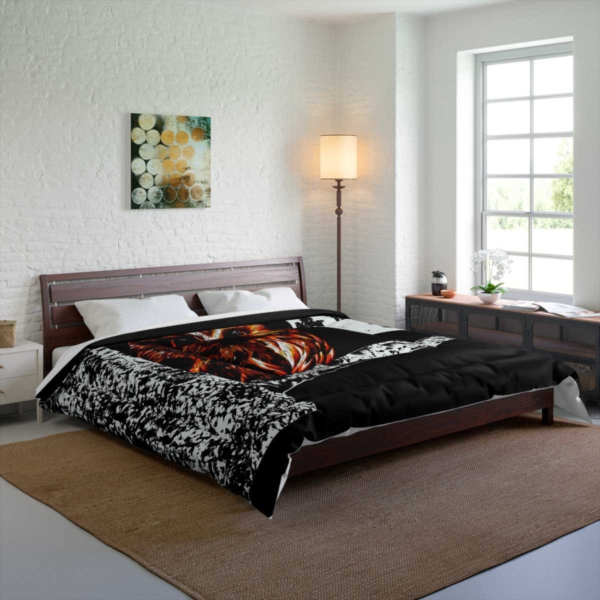 Owl Moon Comforter | Cozy Black and White Bedding for Nature Lovers - Curran Artworks