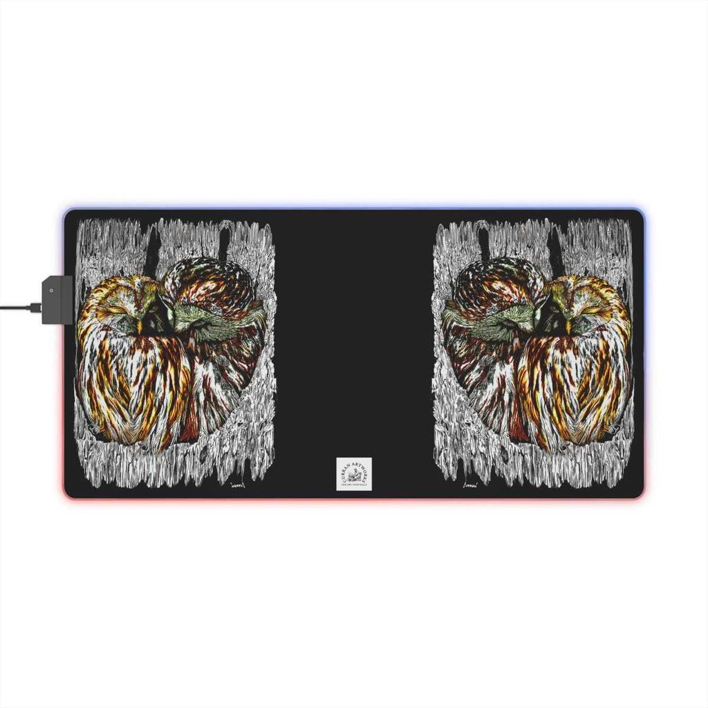 Owls Illuminated Gaming Mouse Pad with Artistic Owl Design - Curran Artworks