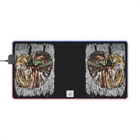 Owls Illuminated Gaming Mouse Pad with Artistic Owl Design - Curran Artworks