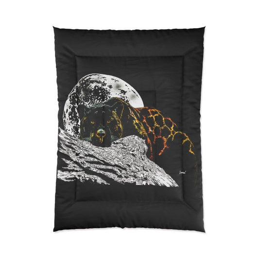 Panther Lunar Serenity Black Comforter - Cozy Bedding for Animal Lovers - Curran Artworks