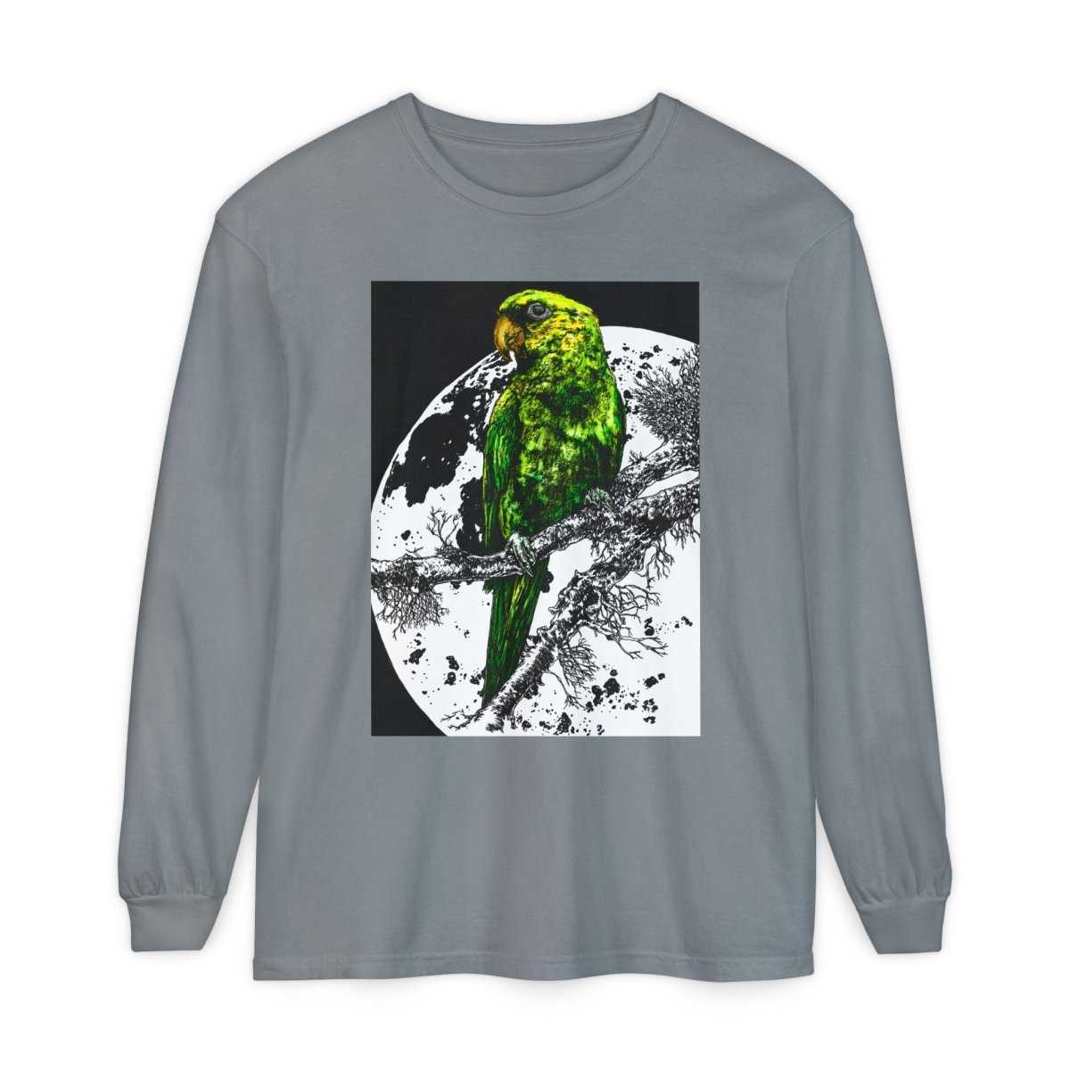 Parrot Eco - Friendly Long Sleeve T-Shirt Design - Nature Lover's Apparel - Curran Artworks