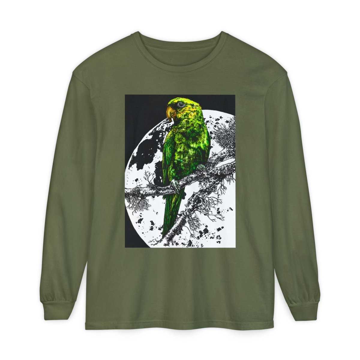 Parrot Eco - Friendly Long Sleeve T-Shirt Design - Nature Lover's Apparel - Curran Artworks