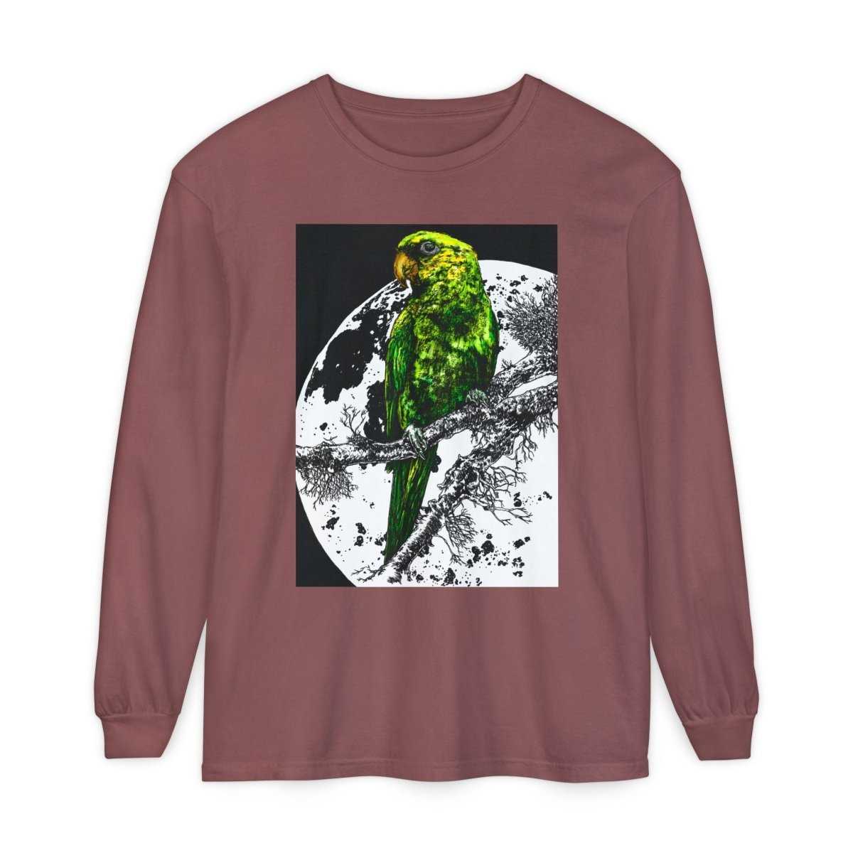 Parrot Eco - Friendly Long Sleeve T-Shirt Design - Nature Lover's Apparel - Curran Artworks