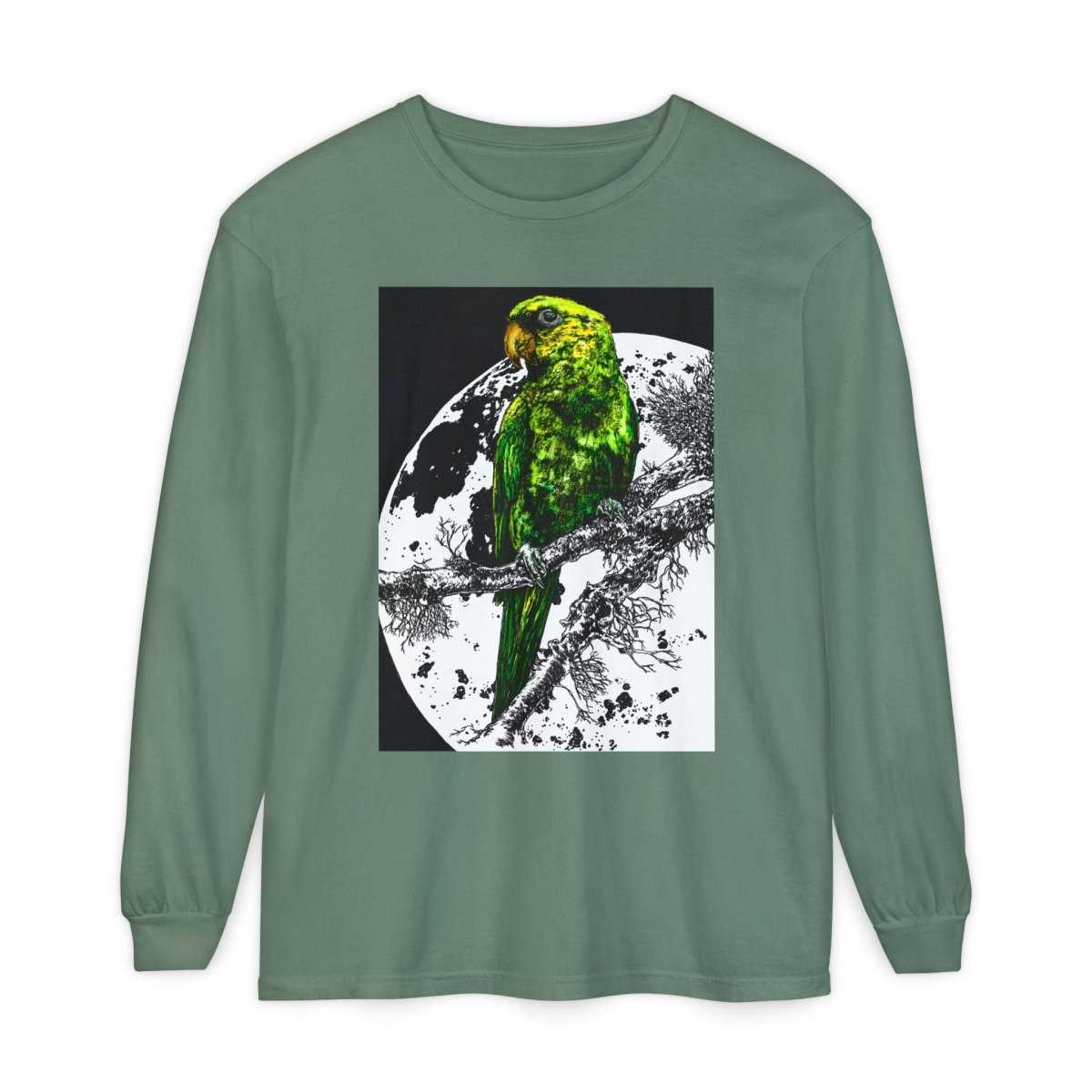 Parrot Eco - Friendly Long Sleeve T-Shirt Design - Nature Lover's Apparel - Curran Artworks