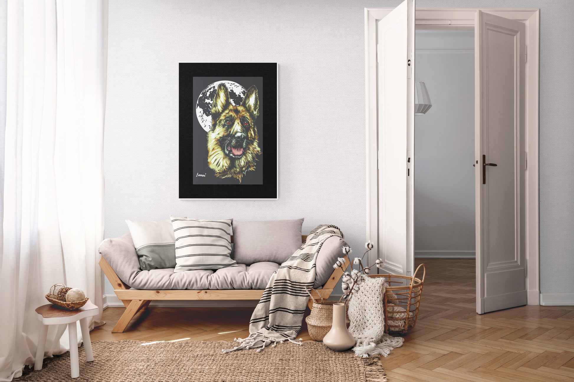 German Sheppard Hand Drawn Wall Art Poster