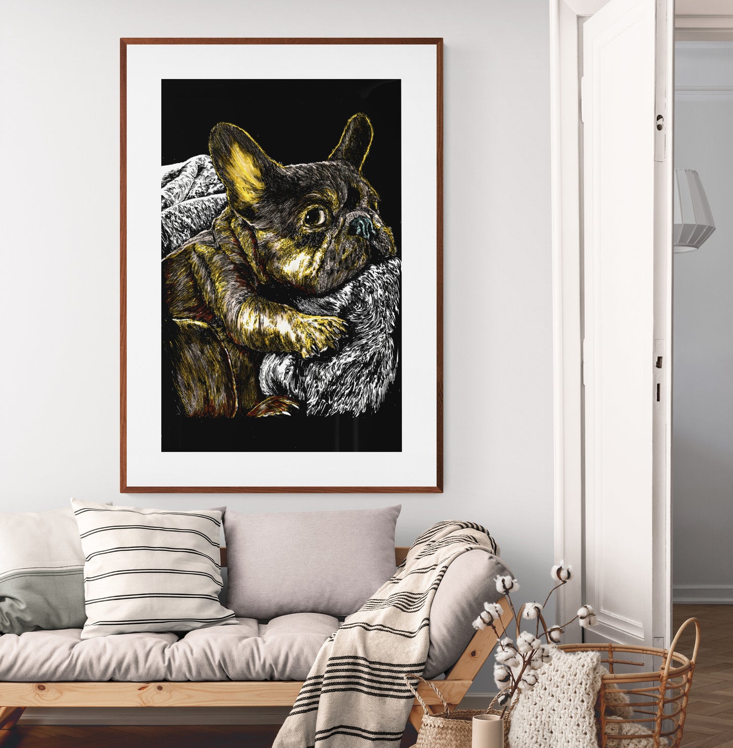 French Bulldog 2 Original Hand Drawn Wall art Poster