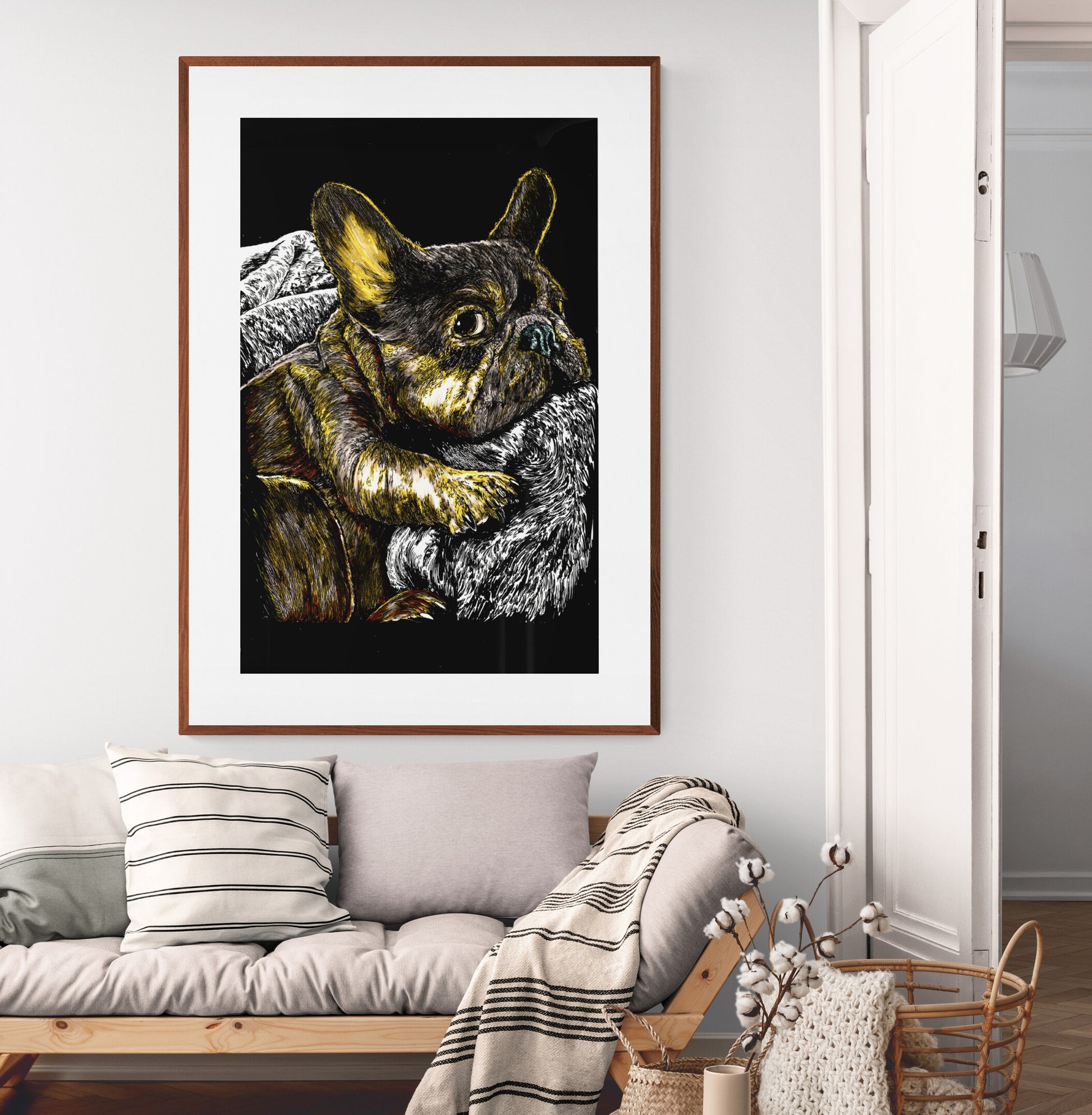 French Bulldog 2 Original Hand Drawn Wall art Poster