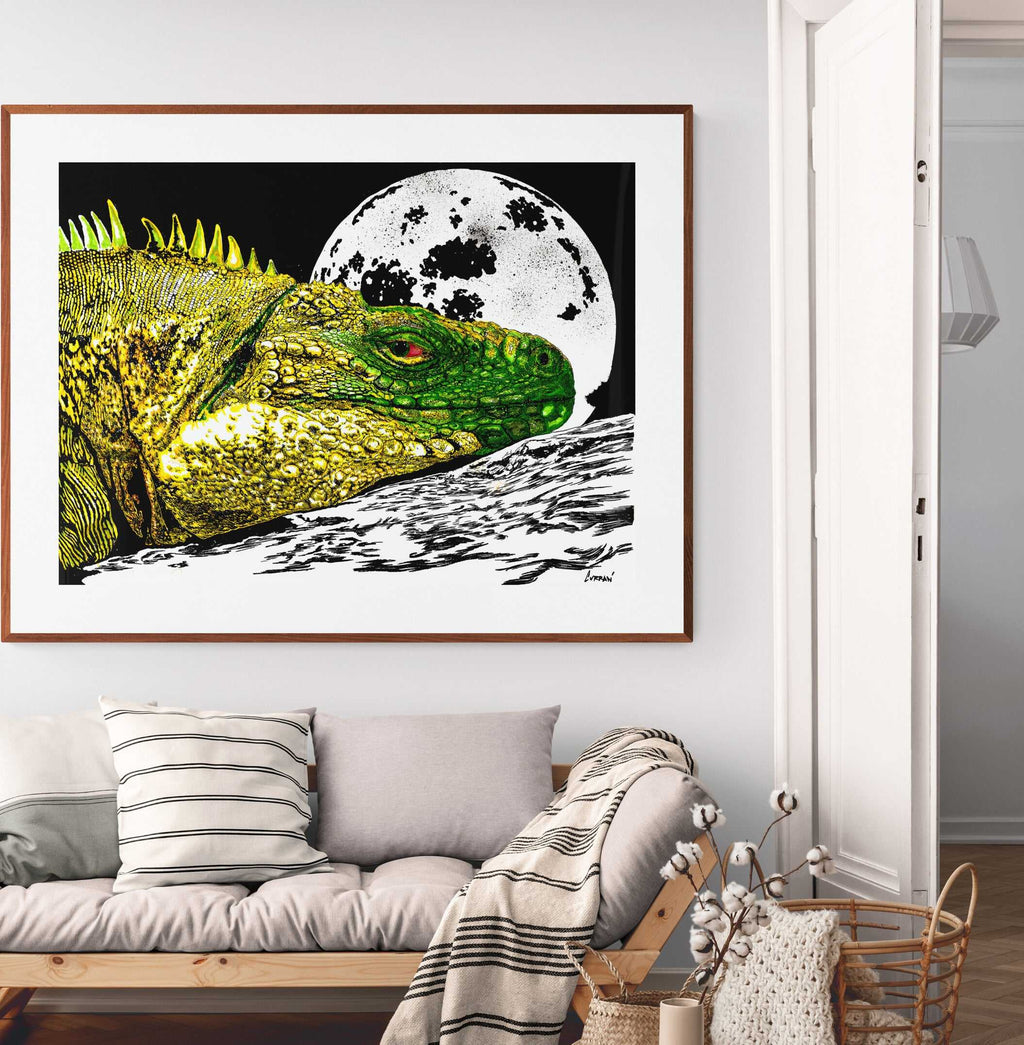 Discover the allure of Moonlit Stillness – Original Hand-Drawn Reptile art, a unique masterpiece that captures beauty in the stillness.