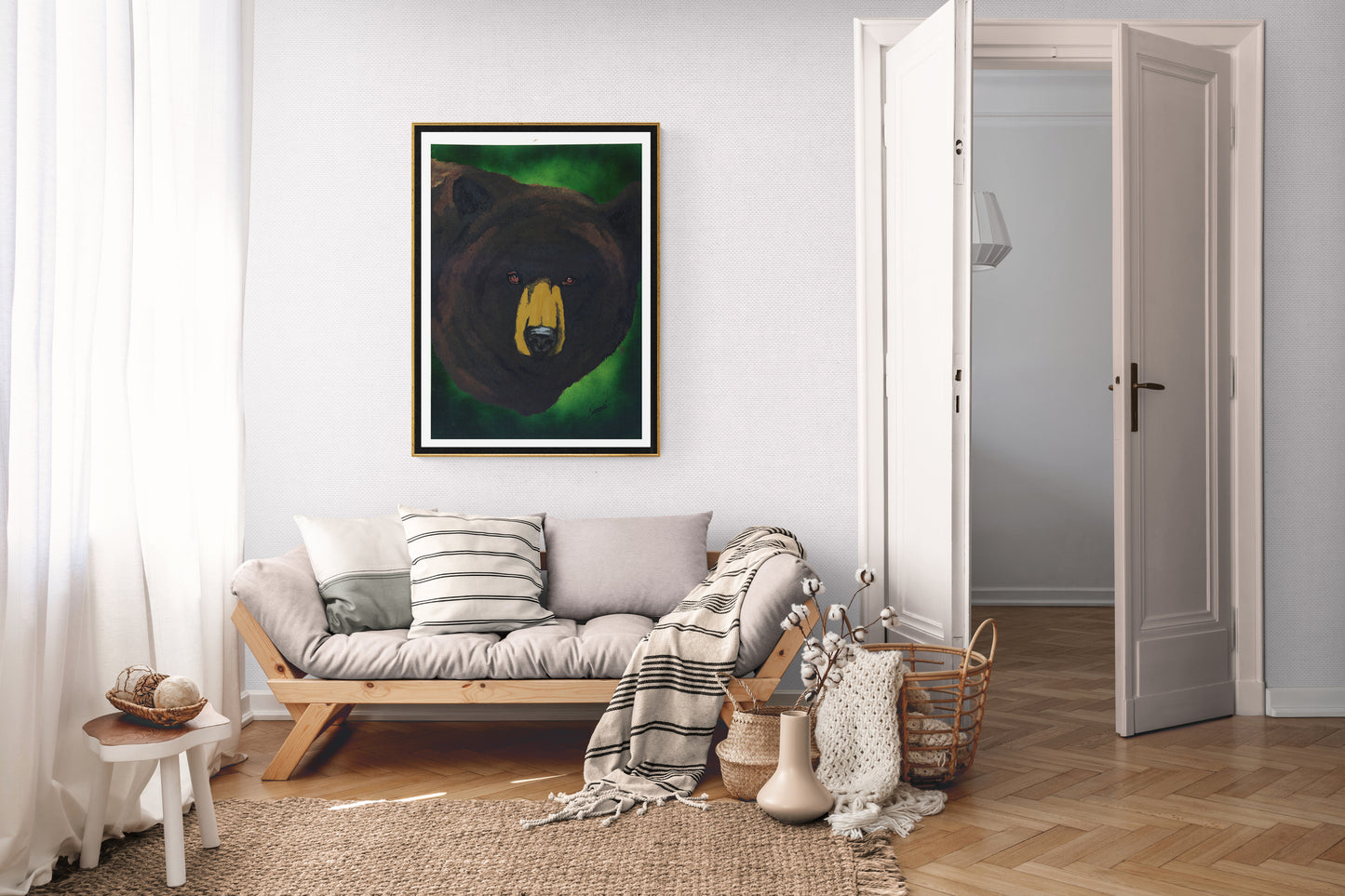 Original Hand-Painted Brown Bear Wall Art by Kris Curran