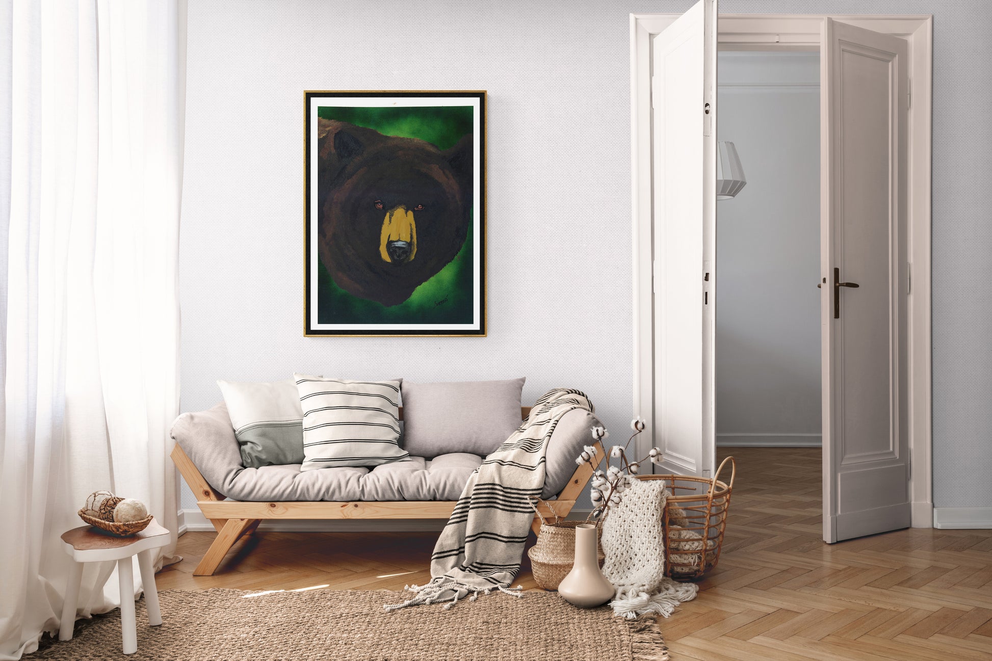 Original Hand-Painted Brown Bear Wall Art by Kris Curran