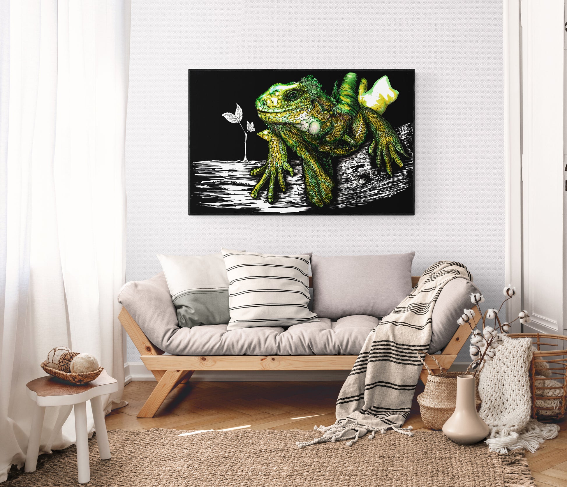 Iguana Original Hand Drawn Wall Art Poster