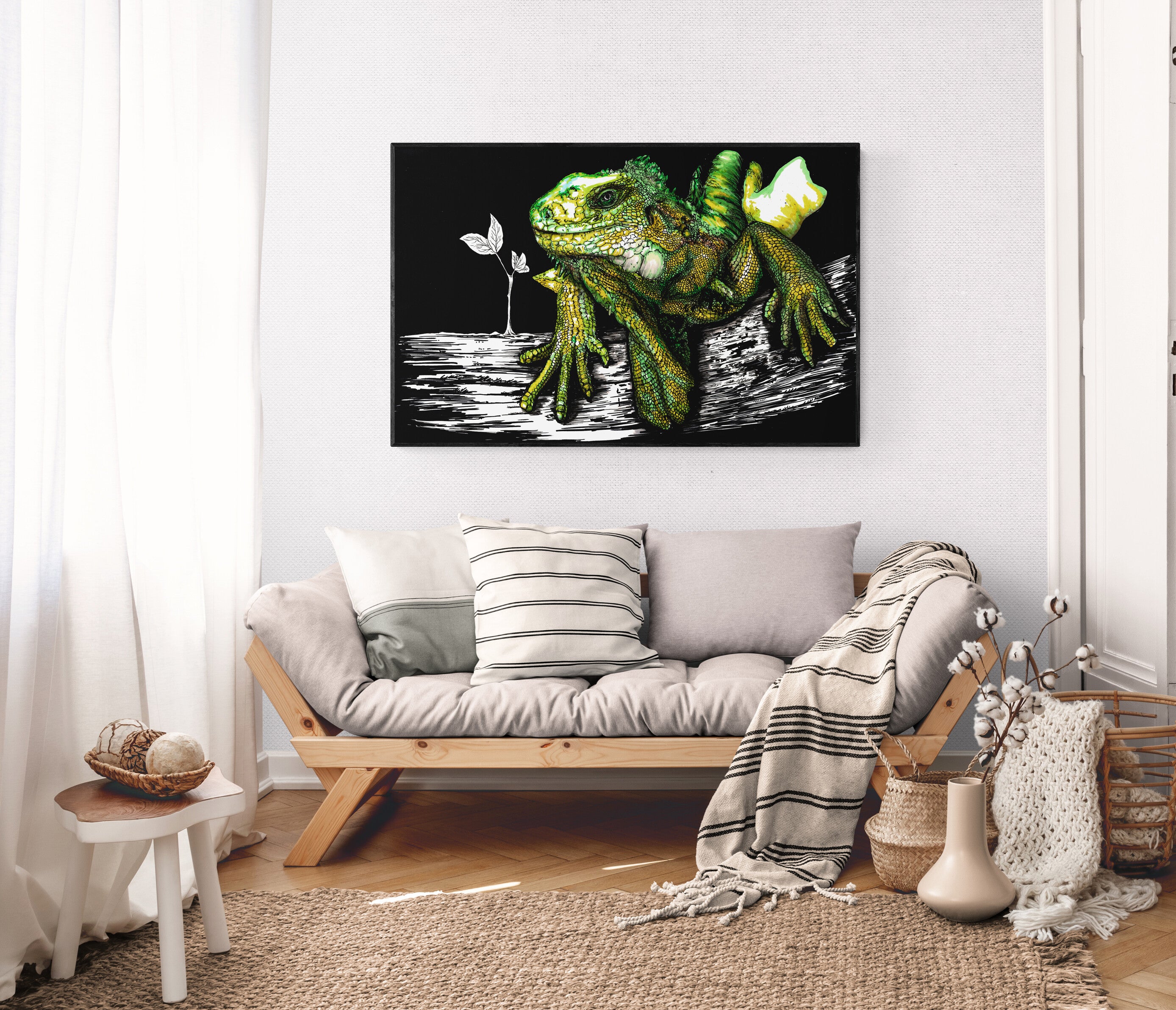 Iguana Original Hand Drawn Wall Art Poster