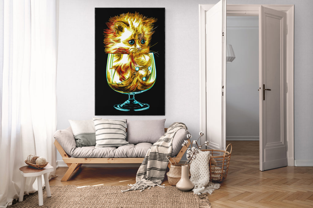 Kitten in a Glass Wall Art Poster Print.
