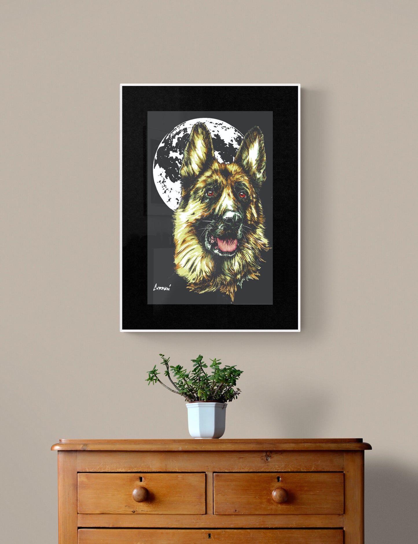 German Sheppard Hand Drawn Wall Art Poster