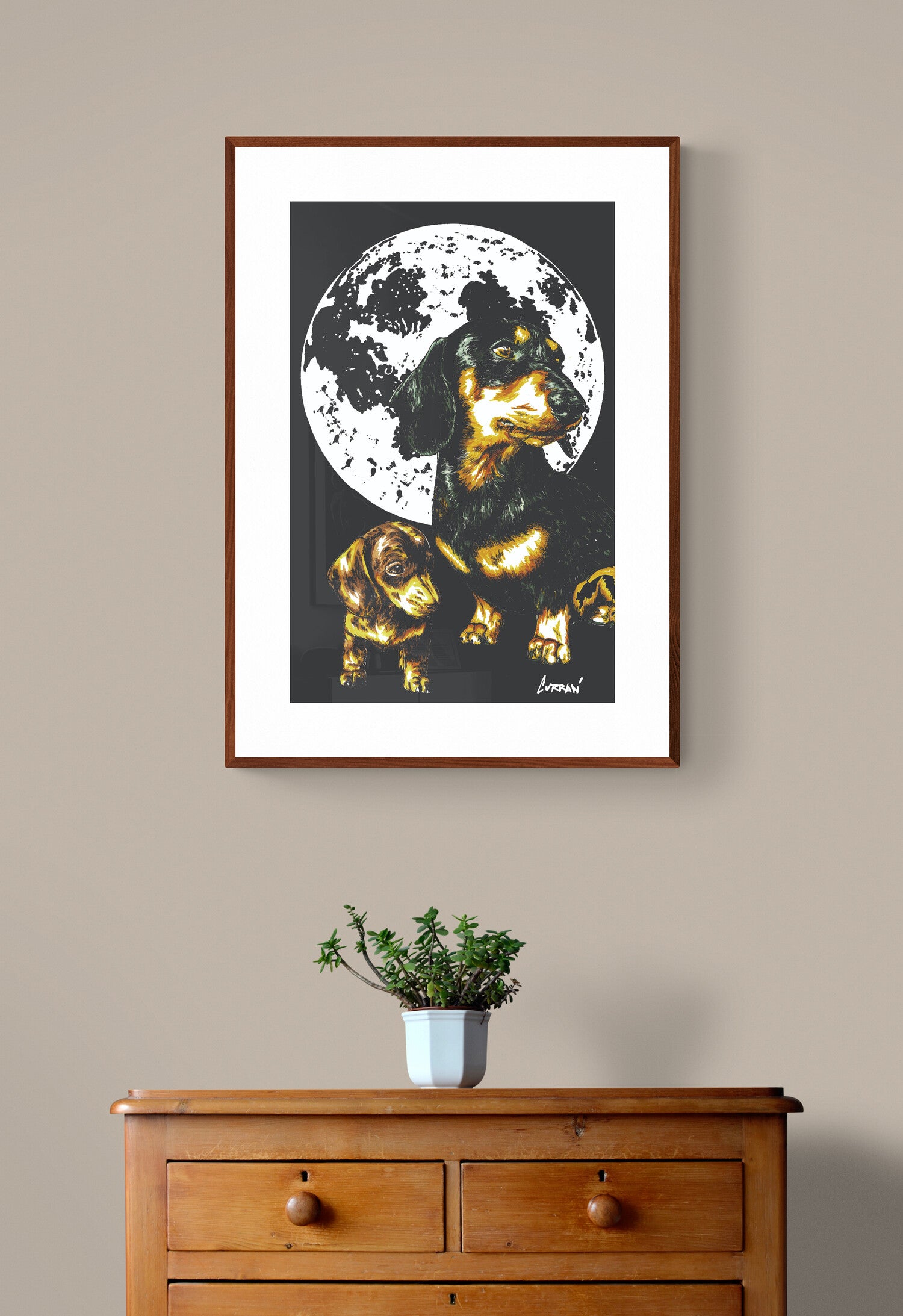 Dachshunds Original Hand Drawn Wall Art Poster