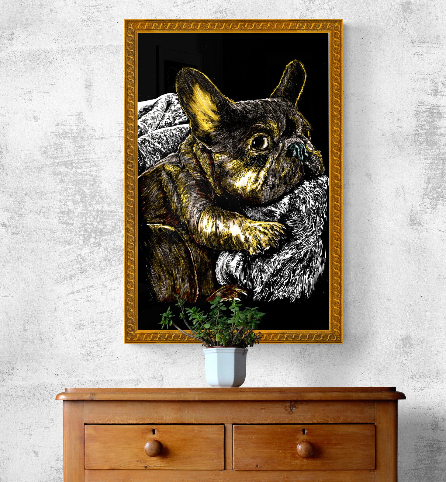 French Bulldog 2 Original Hand Drawn Wall art Poster