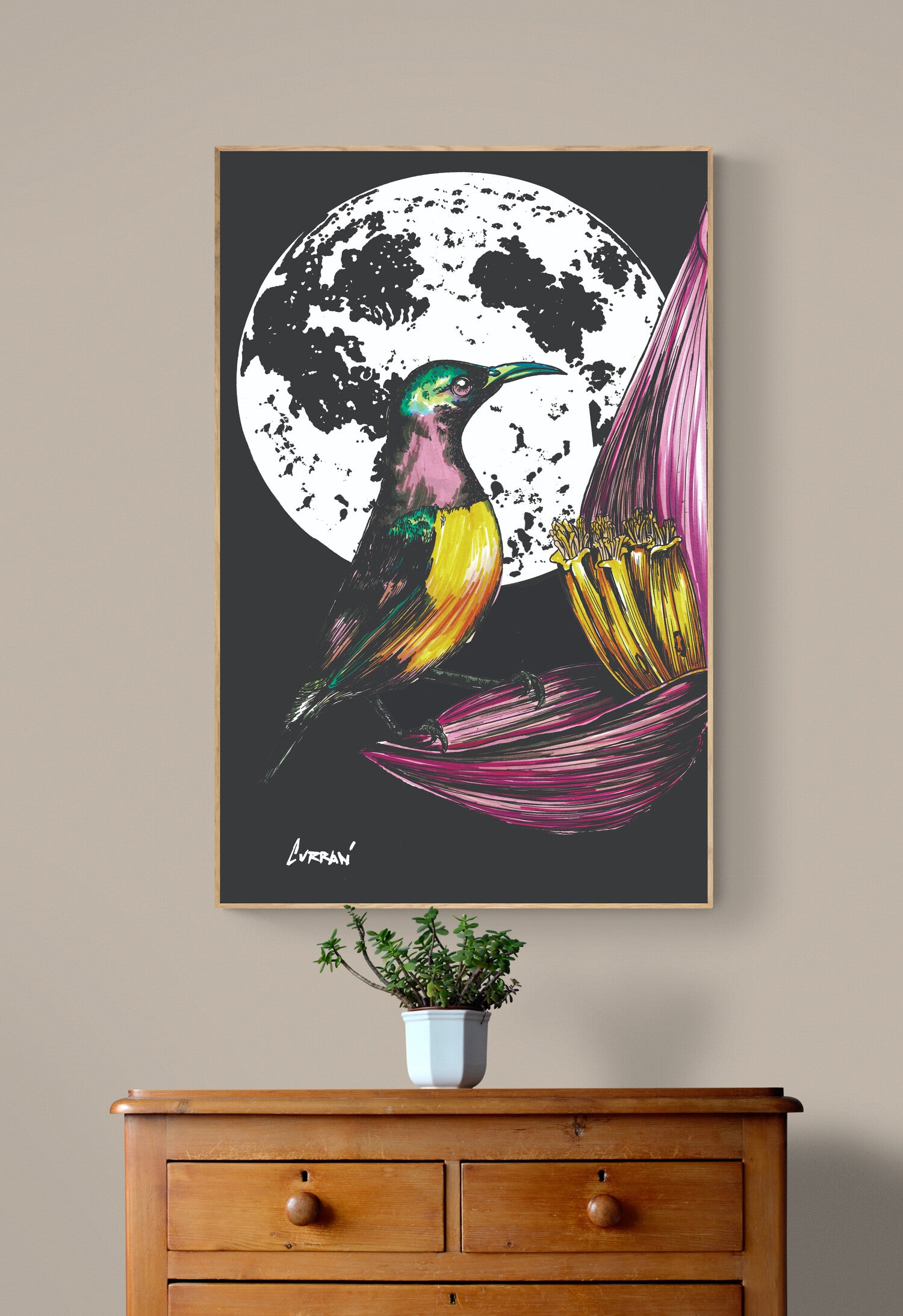 Hummingbird Original Hand Drawn Wall Art Poster