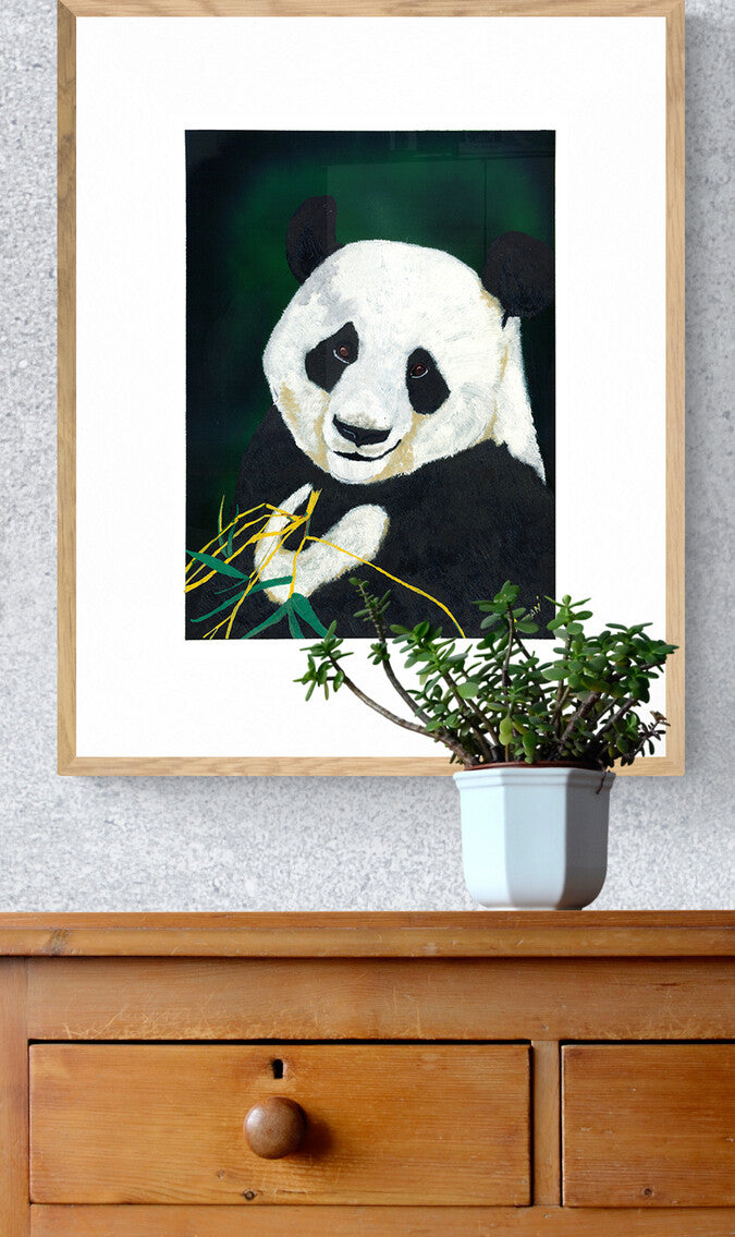 Giant Panda Hand Painted Animal Wall Art Poster