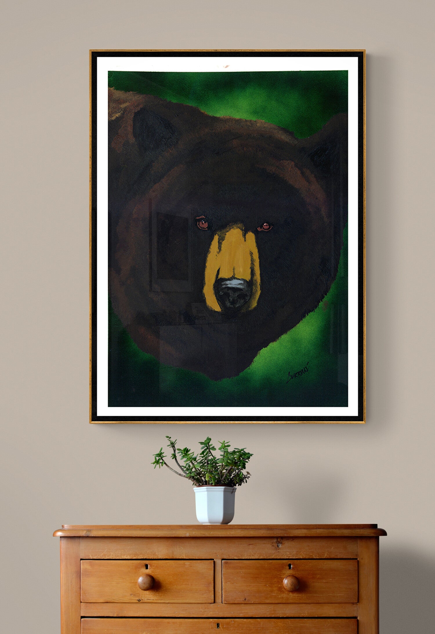 Original Hand-Painted Brown Bear Wall Art by Kris Curran