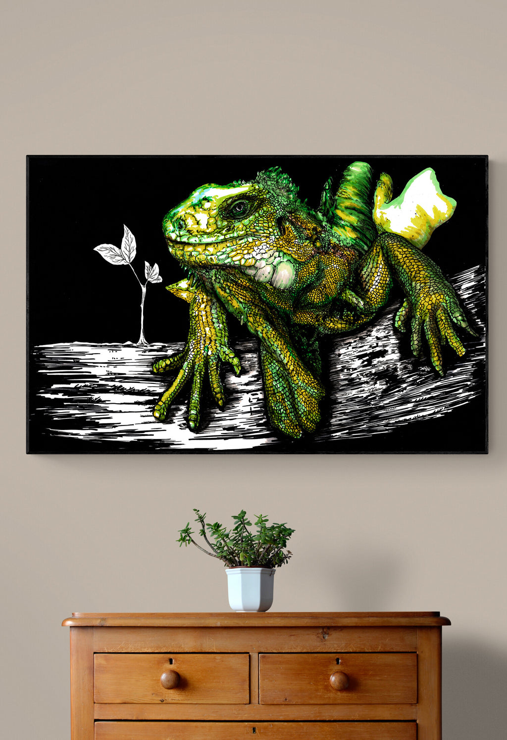 Iguana Original Hand Drawn Wall Art Poster