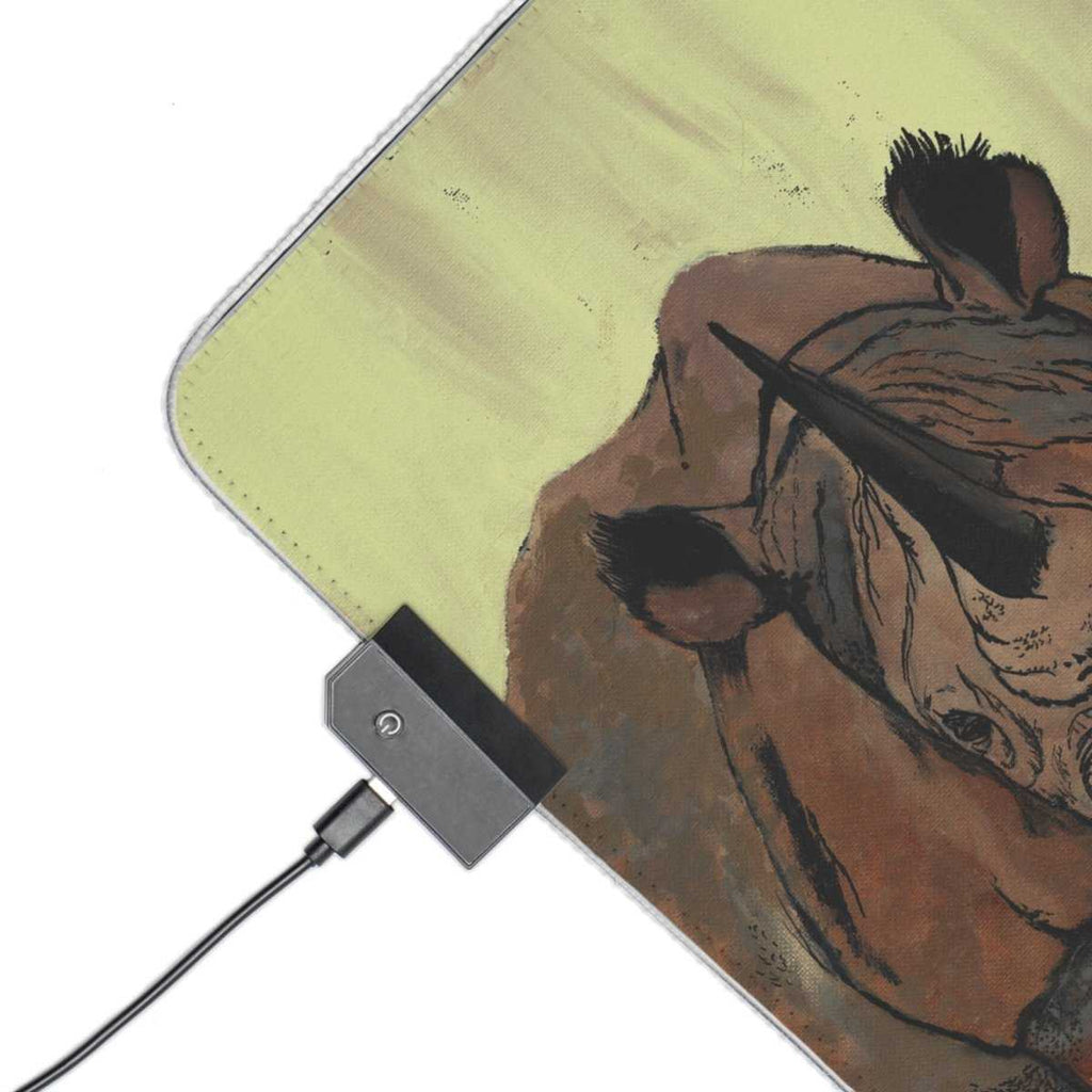Premium LED Gaming Mouse Pad with Rhino Design - Perfect for Gamers - Curran Artworks