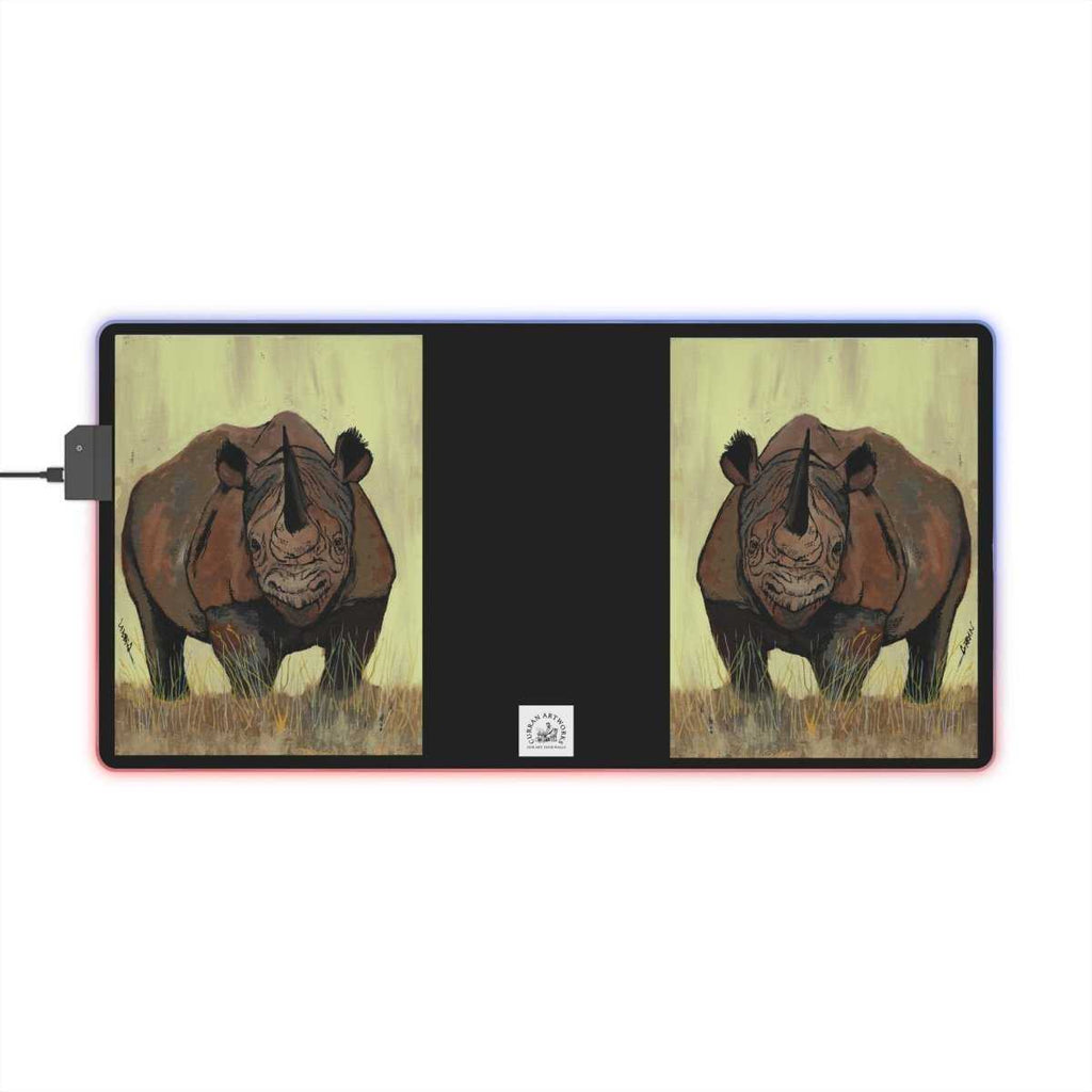Premium LED Gaming Mouse Pad with Rhino Design - Perfect for Gamers - Curran Artworks