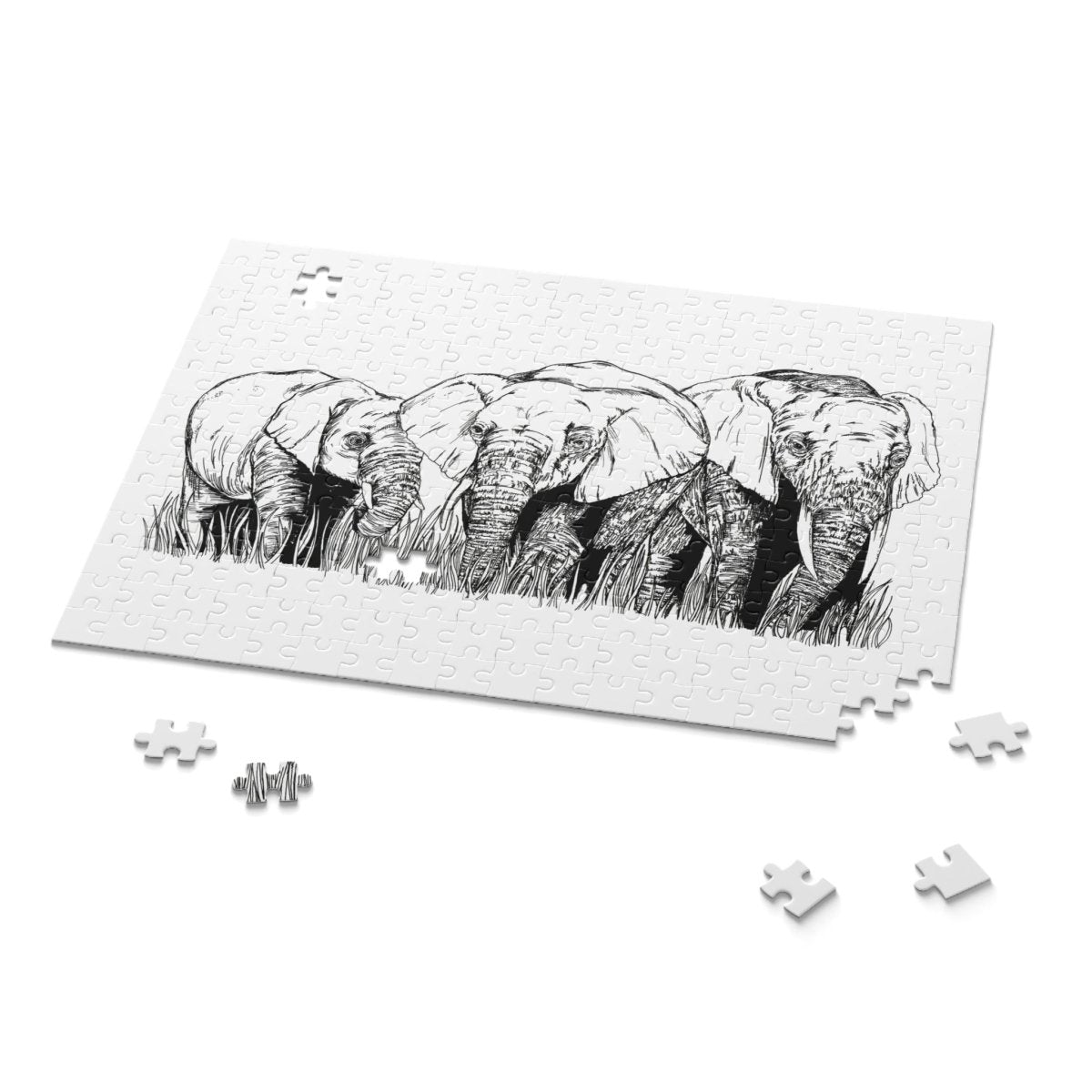 Puzzle 500 - Piece Whimsical Elephant Nature Artwork - Curran Artworks