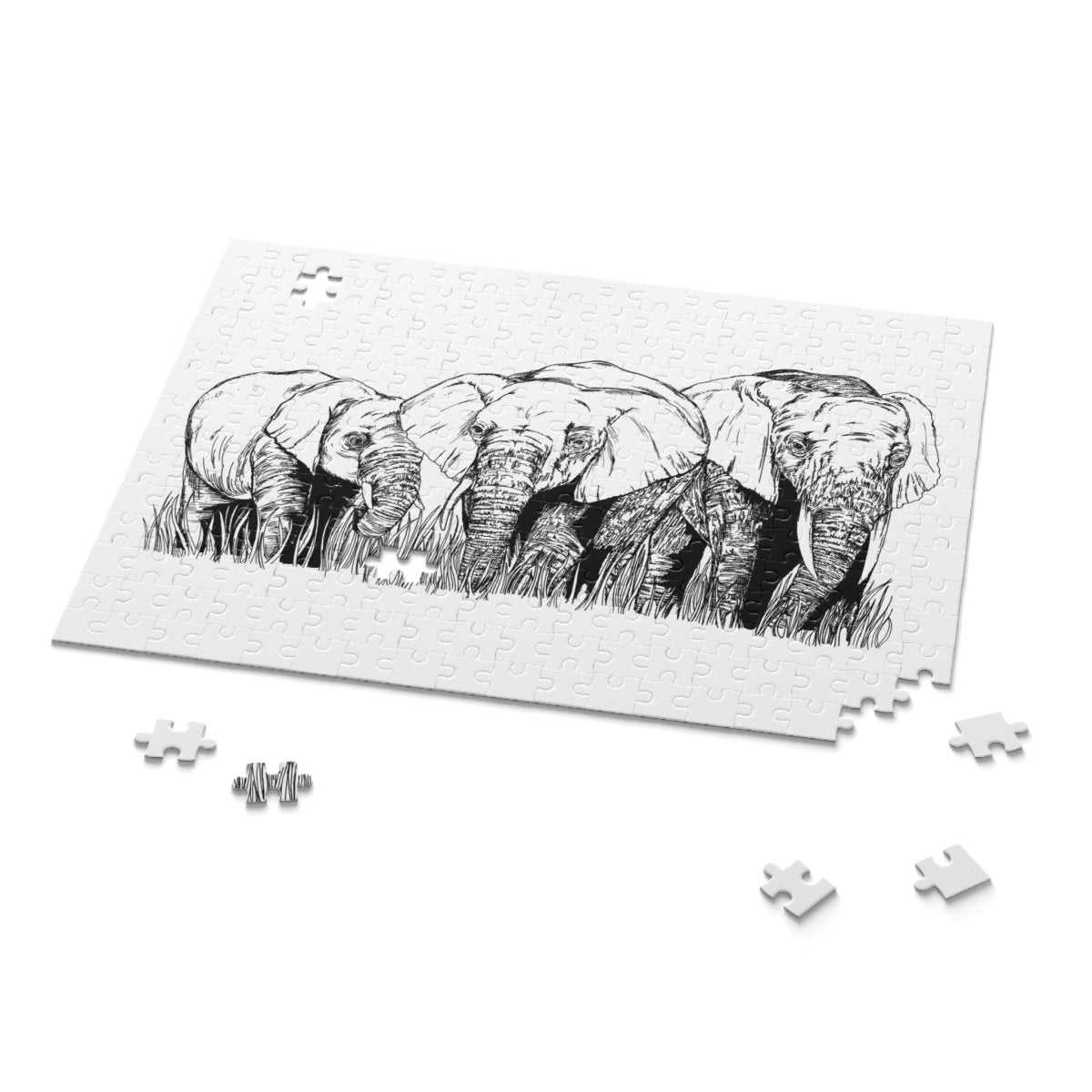 Puzzle 500 - Piece Whimsical Elephant Nature Artwork - Curran Artworks