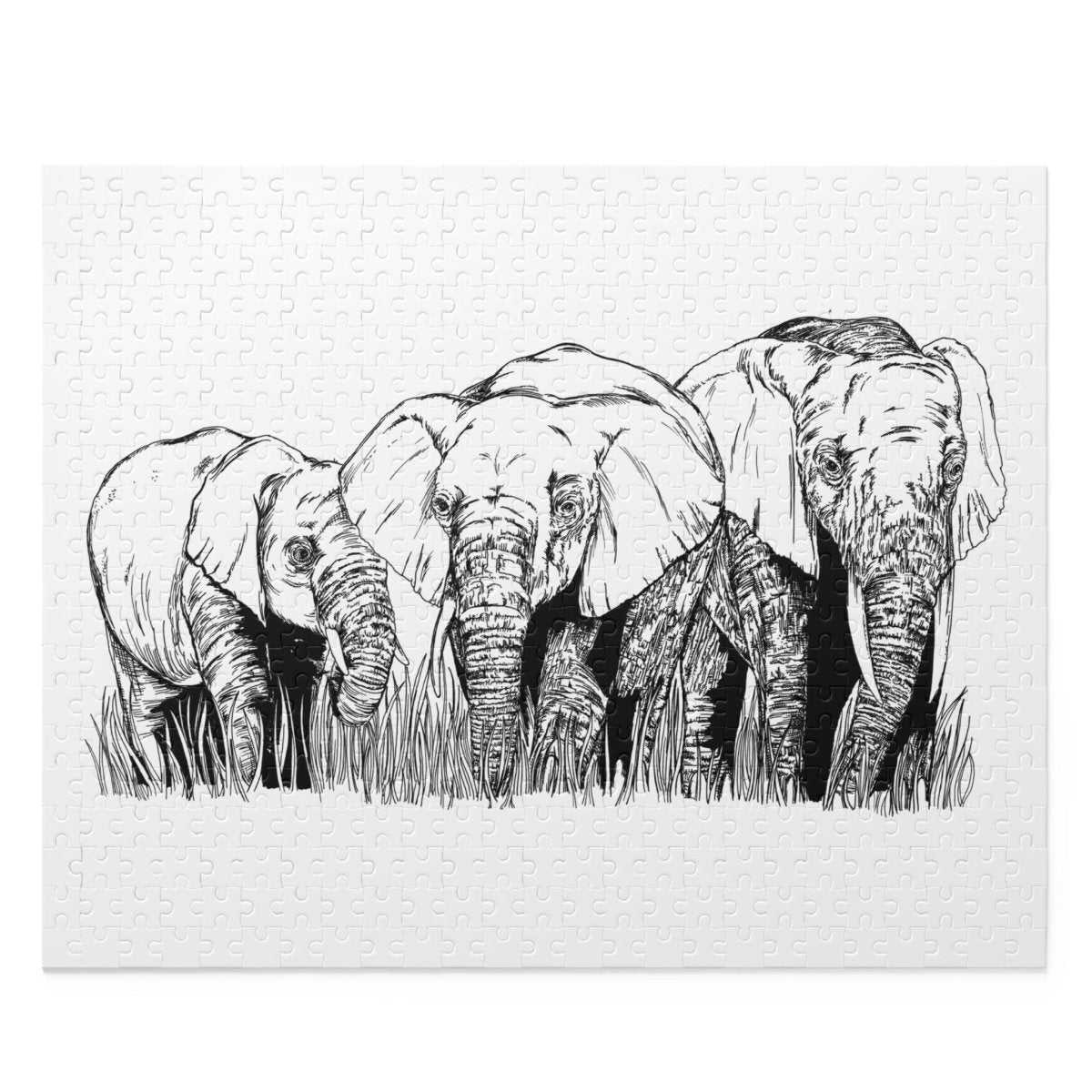 Puzzle 500 - Piece Whimsical Elephant Nature Artwork - Curran Artworks