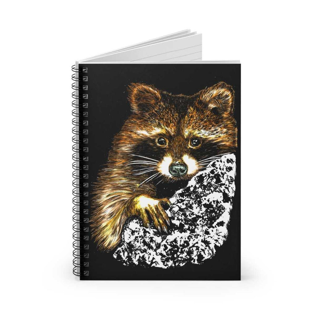 Raccoon Wildlife - Inspired Spiral Notebook – Ruled Lines with Raccoon Design - Curran Artworks