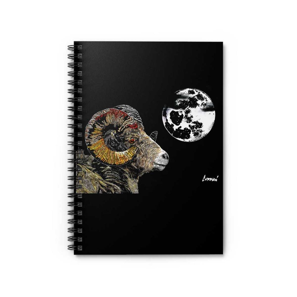 Ram & Moon Spiral Notebook - Ruled Line for Nature Lovers - Curran Artworks