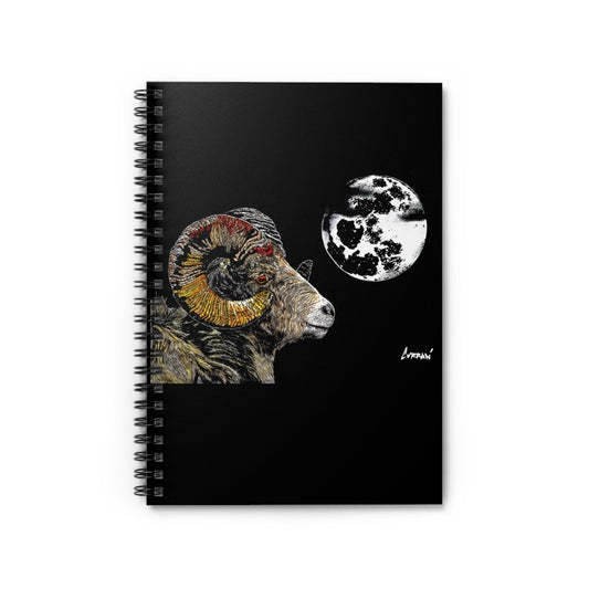 Ram & Moon Spiral Notebook - Ruled Line for Nature Lovers - Curran Artworks