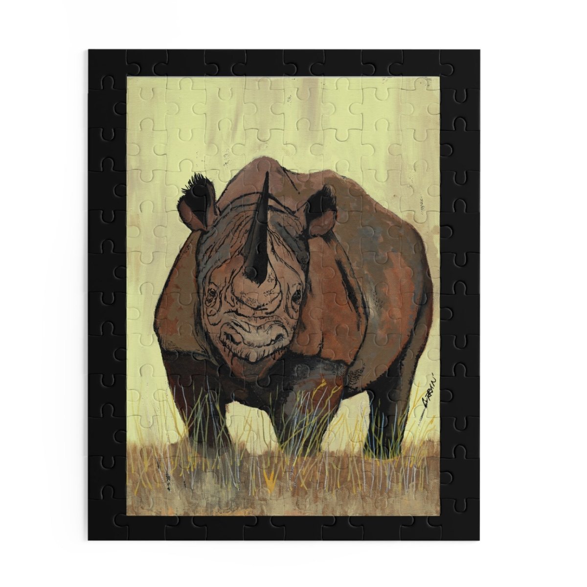 Rhino Art Puzzle - 120, 252, 500 - Piece Wildlife Jigsaw for Nature Lovers - Curran Artworks