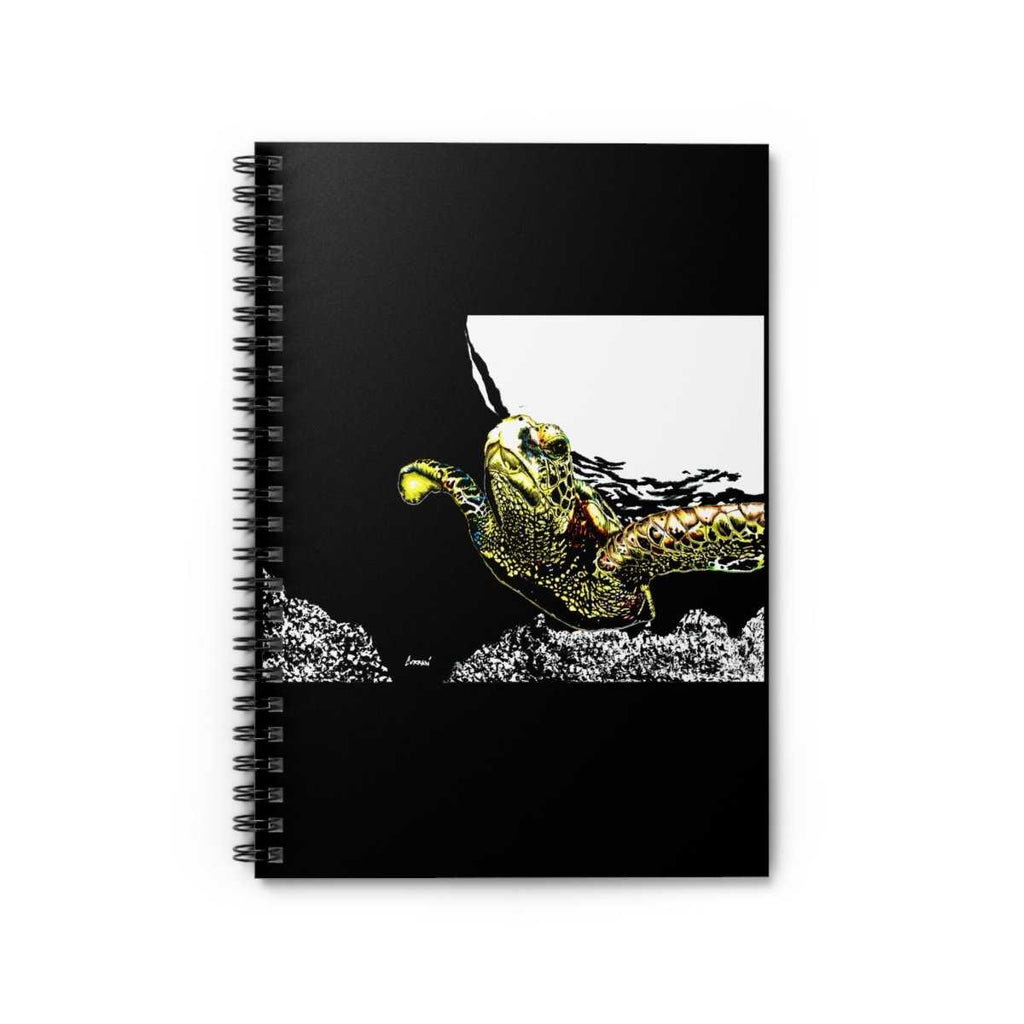 Sea Turtle - Inspired Spiral Notebook - Ruled Line with Sea Turtle Design - Curran Artworks