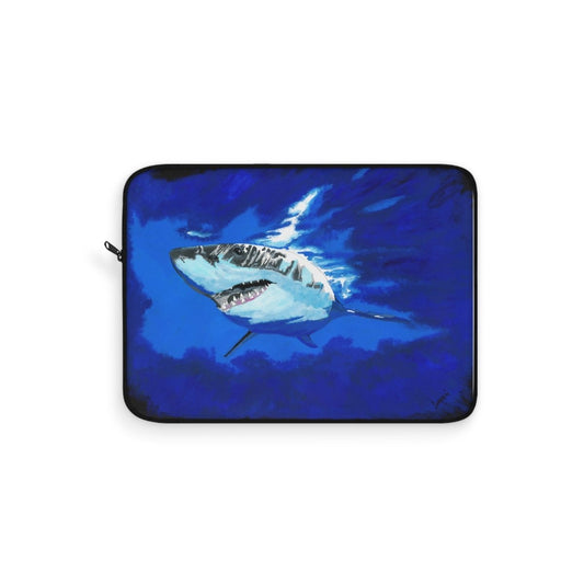 Shark Hand Painted Art Laptop Sleeve - Ocean Vibes Tech Accessory - Curran Artworks