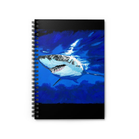 Shark - Inspired Spiral Notebook - Ruled Line with Shark Design - Curran Artworks