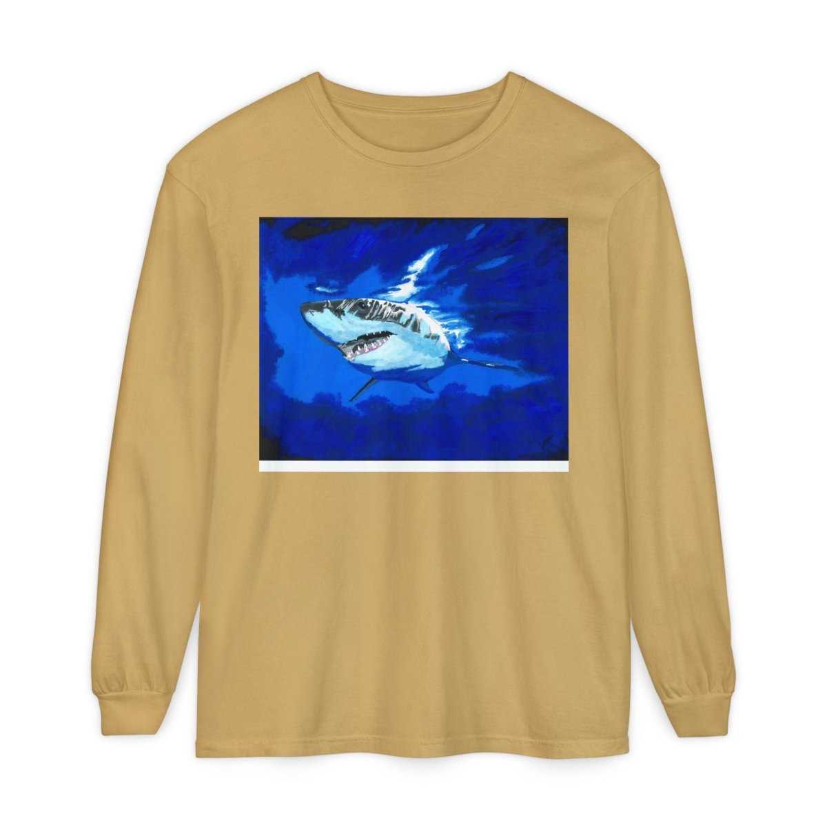 Shark Long Sleeve T-Shirt with Shark Design - Unisex Tee for Beach Lovers - Curran Artworks