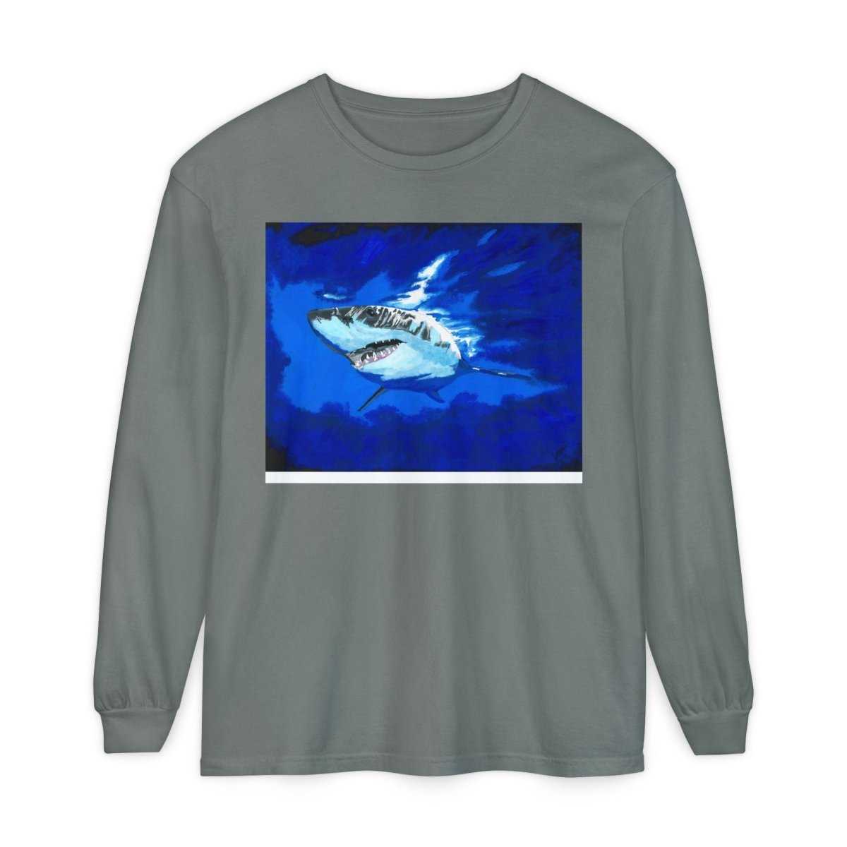 Shark Long Sleeve T-Shirt with Shark Design - Unisex Tee for Beach Lovers - Curran Artworks