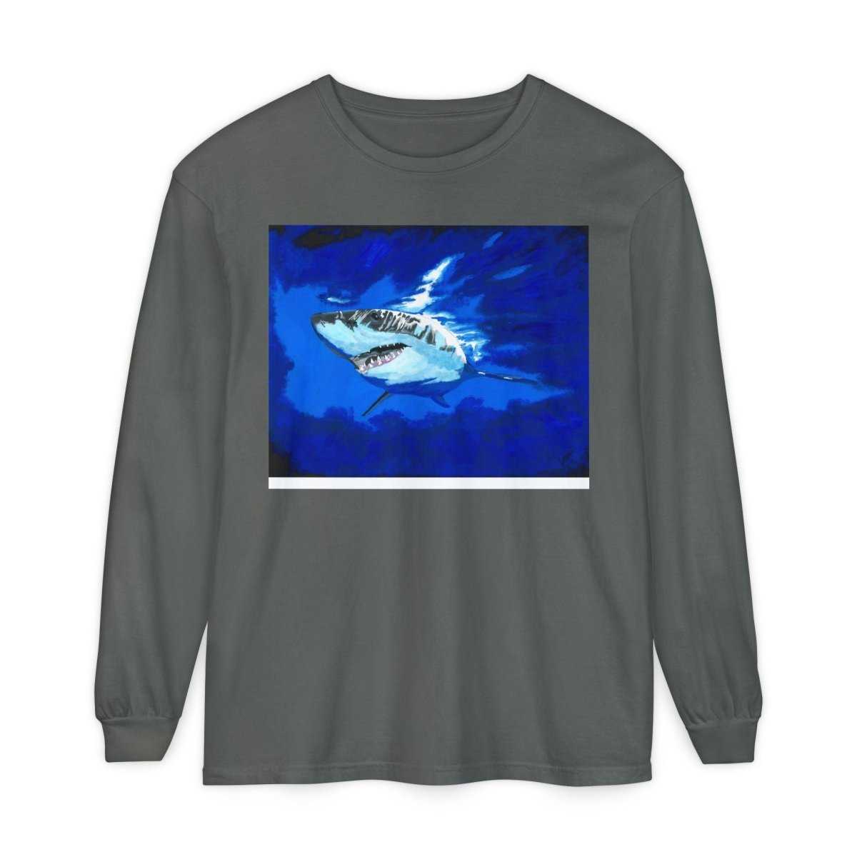 Shark Long Sleeve T-Shirt with Shark Design - Unisex Tee for Beach Lovers - Curran Artworks